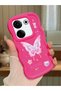 Tecno Camon 20 Compatible Shockproof Simple Red Silicone Phone Case Butterfly Pattern