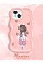 iPhone 15 Plus Compatible Shockproof Simple Pink Silicone Phone Case Girl Pattern - 2