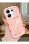 Redmi Note 13 4g Compatible Shockproof Simple Pink Silicone Phone Case Flower Pattern