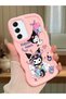 Samsung Galaxy S21 Fe Compatible Shockproof Simple Pink Silicone Phone Case Kuromi Pattern