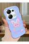 Poco M6 Pro 4g Compatible Shockproof Simple Blue Silicone Phone Case Butterfly Pattern