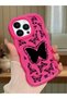 حافظة هاتف من السيليكون الأحمر البسيط المقاوم للصدمات متوافقة مع هاتف iPhone 13 Pro بنمط الفراشة