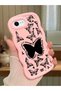 iPhone 7 Compatible Shockproof Simple Pink Silicone Phone Case Butterfly Pattern