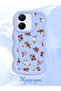 Vivo Y36 5g Compatible Shockproof Simple Blue Silicone Phone Case Flower Pattern - 2