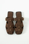 Fabian Women's Camel Suede Caged Sandals Slipper Buckle Detail