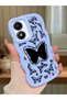 Vivo Y02S Compatible Shockproof Simple Blue Silicone Phone Case Butterfly Pattern