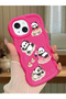 Simple Red Silicone Phone Case Panda Pattern Compatible with iPhone 14 Shockproof - 2