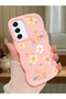 Samsung Galaxy S21 Fe Compatible Shockproof Simple Pink Silicone Phone Case Cover Flower Pattern