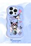 iPhone 16 Pro Max Compatible Shockproof Simple Blue Silicone Phone Case Kuromi Pattern - 2