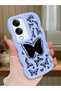 Vivo Y04 Compatible Shockproof Simple Blue Silicone Phone Case Butterfly Pattern