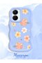 Vivo Y16 Compatible Shockproof Simple Blue Silicone Phone Case Cover Flower Pattern - 2