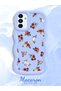Samsung Galaxy A13 Compatible Shockproof Simple Blue Silicone Phone Case Cover Flower Pattern - 2