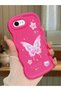 iPhone 6S Plus Compatible Shockproof Simple Red Silicone Phone Case Cover Butterfly Pattern