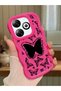 Infinix Smart 8 Compatible Shockproof Simple Red Silicone Phone Case Butterfly Pattern