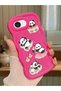 Simple Red Silicone Phone Case Panda Pattern Compatible with iPhone 16E Shockproof - 2