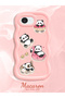 Simple Pink Silicone Phone Case Panda Pattern Compatible with iPhone 17E Shockproof