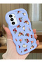 Samsung Galaxy A04S Compatible Shockproof Simple Blue Silicone Phone Case Flower Pattern