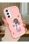 Samsung Galaxy A34 5g Compatible Shockproof Simple Pink Silicone Phone Case Girl Pattern