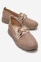 Women's Round Stone Checkered Knitwear Casual Shoes Nude