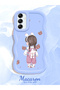 Samsung Galaxy A14 Compatible Shockproof Simple Blue Silicone Phone Case Girl Pattern - 2