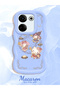 Simple Blue Silicone Phone Case Kitty Pattern Compatible with Tecno Camon 20 Shockproof
