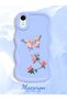 iPhone Xr Compatible Shockproof Simple Blue Silicone Phone Case Butterfly Pattern - 2