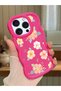 حافظة هاتف من السيليكون الأحمر البسيط المقاوم للصدمات متوافقة مع هاتف iPhone 16 Pro Max بنمط زهرة