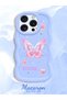 iPhone 16 Pro Compatible Shockproof Simple Blue Silicone Phone Case Butterfly Pattern - 2