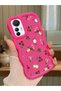 Xiaomi Mi 12 Lite Compatible Shockproof Simple Red Silicone Phone Case Cover Flower Pattern