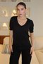 Black V-Neck Knitted Women's Knitwear T-Shirt Sh372 - 2