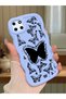 Realme C21Y Compatible Shockproof Simple Blue Silicone Phone Case Butterfly Pattern