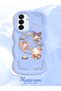 Simple Blue Silicone Phone Case Kitty Pattern Compatible with Samsung Galaxy A17 Shockproof
