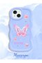 iPhone 15 Compatible Shockproof Simple Blue Silicone Phone Case Butterfly Pattern - 2