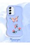 Samsung Galaxy S21 Fe Compatible Shockproof Simple Blue Silicone Phone Case Butterfly Pattern - 2