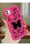 Realme C20 Compatible Shockproof Simple Red Silicone Phone Case Butterfly Pattern