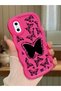 iPhone X Compatible Shockproof Simple Red Silicone Phone Case Butterfly Pattern