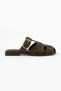 Fabian Women's Camel Suede Caged Sandals Slipper Buckle Detail - 3