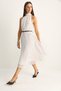 Women's White Black Halter Neck Belt Detailed Lined Polka Dot Midi Chiffon Dress 20227 60286187 - 3