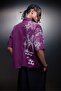 Men's Plum Asymmetrical Cut Short Sleeve Box Fit Shirt - 3