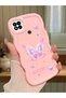 Redmi 9C Compatible Shockproof Simple Pink Silicone Phone Case Butterfly Pattern