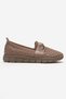 Women's Round Stone Checkered Knitwear Casual Shoes Nude - 2