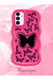 Samsung Galaxy A13 Compatible Shockproof Simple Red Silicone Phone Case Butterfly Pattern - 2