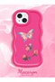 iPhone 14 Compatible Shockproof Simple Red Silicone Phone Case Butterfly Pattern - 2