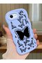 iPhone Se 2020 Compatible Shockproof Simple Blue Silicone Phone Case Butterfly Pattern