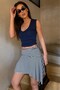 Navy Blue Striped Asymmetrical Striped Skirt Mg2698 - 2