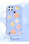 For Realme C25Y Compatible Shockproof Simple Blue Silicone Phone Case Flower Pattern - 2
