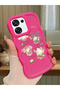 Simple Red Silicone Phone Case Kitty Pattern Compatible with Oppo A6 Pro Shockproof - 2