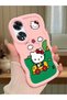 Simple Pink Silicone Phone Case Hello Kitty Pattern Compatible with Oppo A60 Shockproof - 2
