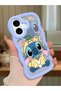 Simple Blue Silicone Phone Case Stitch Pattern Compatible with iPhone 16 Plus Shockproof - 2