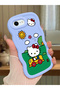 Simple Blue Silicone Phone Case Compatible with iPhone 6 Plus Hello Kitty Pattern Shockproof - 2